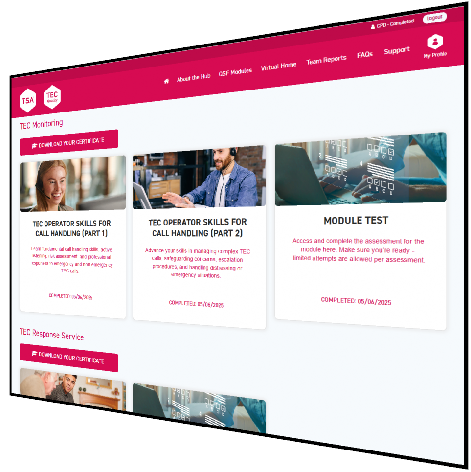 Screenshot from TSA Learning Hub